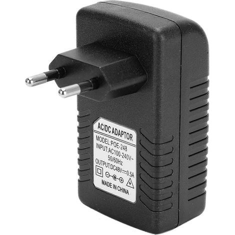 Injecteur d'alimentation CC 48 V 0,5 A 24 W, adaptateur PoE, prise 100-240 V UE (1/5)