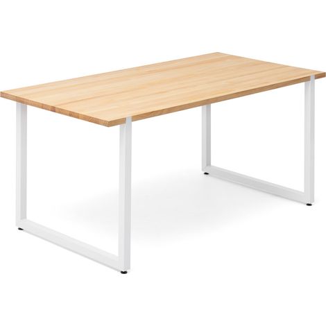 Mesa de comedor Uley 160x80x75cm Blanca en madera maciza de pino acabado natural estilo nórdico industrial Box Furniture (1/5)