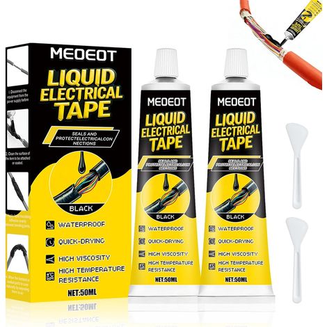 Liquid Insulating Glue, 2 Pieces 50 ml Black Liquid Rubber, Quick Drying and Waterproof, Electric Waterproof Gel, for PCBs, Cables and Various Electronics (1/5)