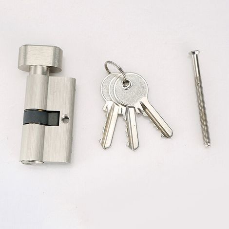 Cylindre de Serrure à Bouton 30x30 mm pour Porte Extérieure/Entrée, 4 Goupilles, 3 Clés, Nickelé (1/4)