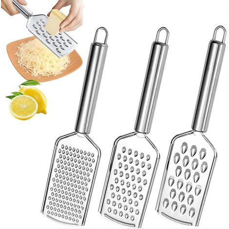 Grattugia per formaggio, grattugia manuale in acciaio inox a 3 pezzi per agrumi, grattugia per alimenti, grattugia da cucina per zenzero, cioccolato, verdure, noce moscata (1/5)