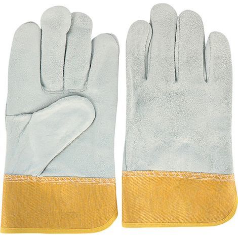Protective welding gloves, all leather, two-layer, one size fits all, high-temperature resistant cowhide leather work gloves (1/5)
