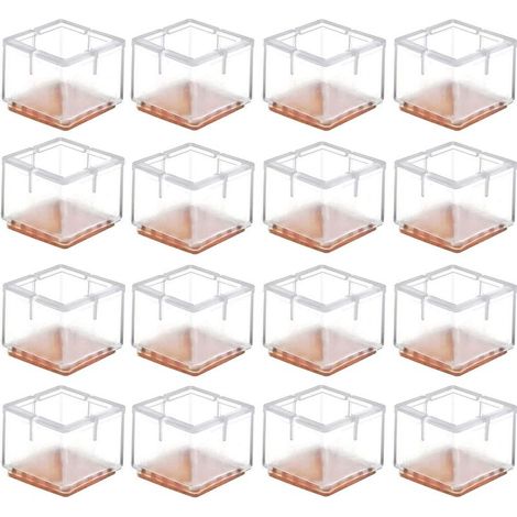Lot de 16 Chaise jambe Sol protecteurs avec feutre Patins Caps Chaise de meubles Coussinets,Conseils Carré (1/5)