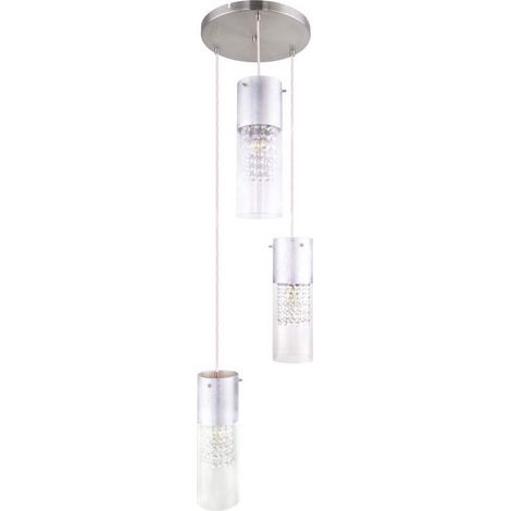 Pendelleuchte Modern Glas Kristall Pendelleuchte Küche Hängelampe Esstisch Glas, Blattsilber, 3x E27, DxH 30 x 120 cm