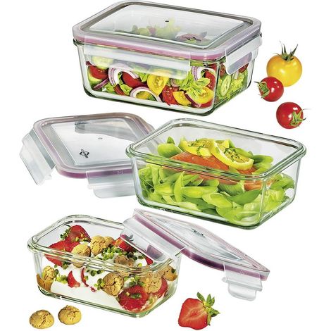 KÜCHENPROFI Juego de fiambrera/tarro de cristal rectangular 3 uds.