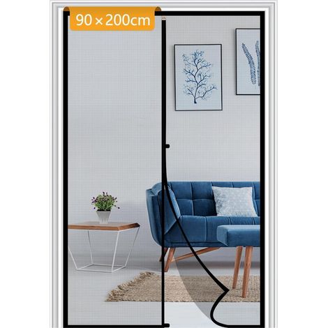 Magnetische Fliegengitter Tür 90x200cm ohne Bohren mit Klettverschluss und Winddicht (1/5)