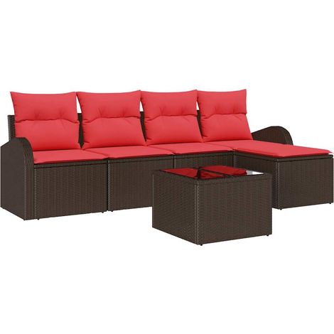 Gartensofa-set Braun Poly-Rattan vidaXL
