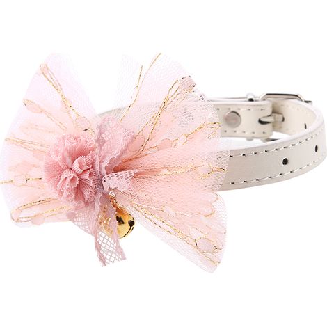 Collier Pour Chat Et Chien Réglable Avec Nœud En Dentelle Et Clochette Rose Taille S (1/5)