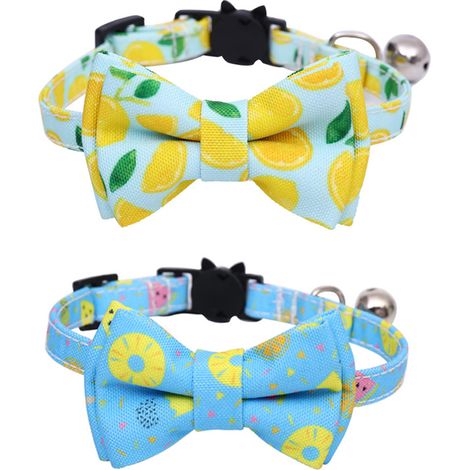 Collier Chat - Coton Doux - Fermoir Sécurité Libération Rapide - Avec Clochette et Nœud Papillon Détachable - 2 Pièces (1/5)