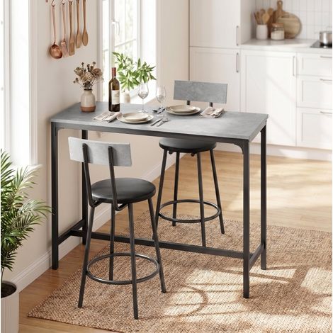 Table de bar 100x40x90,5 cm en bois et métal gris, gain de place pour petite cuisine FloraGrace (1/5)