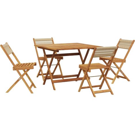 Maison Exclusive - Set Pranzo da Giardino 5 pz Beige Polipropilene/ Legno Massello