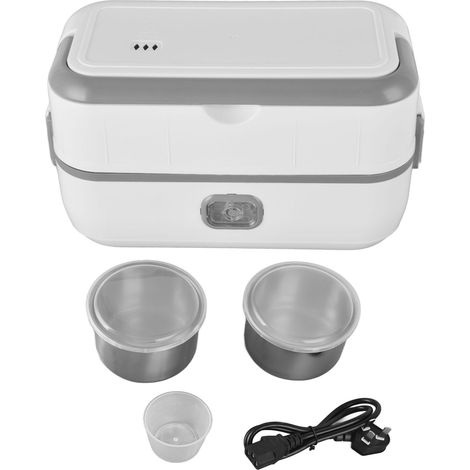 Boîte repas électrique grise 1,2L, maintien au chaud, anti-brûlure, acier inoxydable alimentaire, cuisson repas, prise AU 220V (1/5)