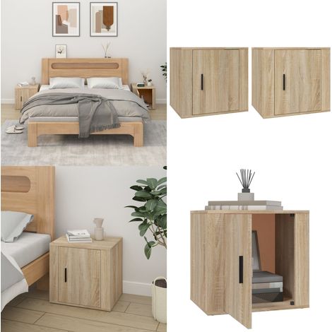Nachttische 2 Stk. Sonoma-Eiche 50x39x47 cm - Nachttische - Schlafzimmermöbel - Holzwerkstoffeinrichtung - Kommoden - Sideboard - Home & Living