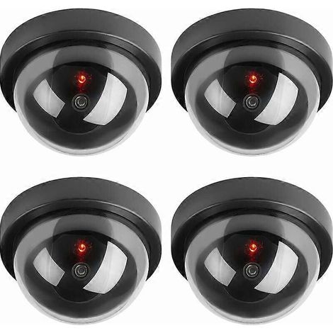 Caméras factices, fausses caméras de sécurité dôme CCTV avec lumière LED clignotante pour commerces, magasins et domiciles, utilisation intérieure et extérieure (lot de 4) (1/4)