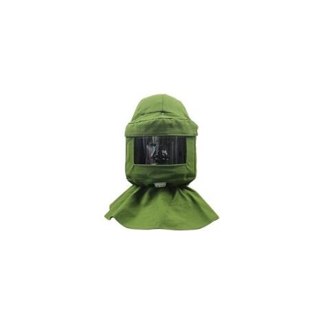 Sandstrahlglocke, Sandstrahlschal, Windmaske, Sandstrahlmaske, Staubschutzausrüstung, Gesichtsmaske, grüne Plane + Schutzhelm - Crezuo