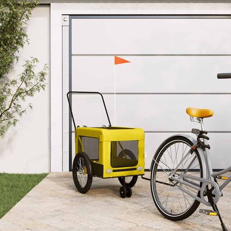 vidaXL Remolque bicicleta mascotas hierro tela Oxford amarillo negro (1/5)