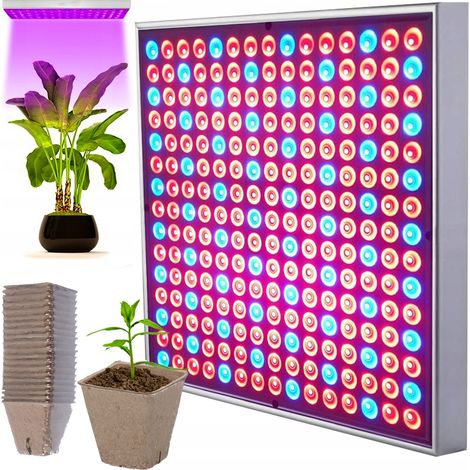 Set di 225 lampade a LED per la crescita delle piante, pannello da 36W + vasi in torba (1/5)