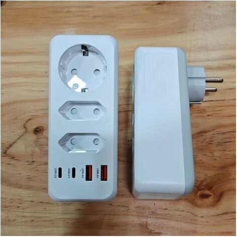 Multiprise 7 en 1 Prise EU Anti-surtension - 3 Prises Électriques + 2 USB-A + 2 USB-C (1/5)