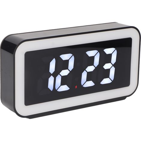 Réveil à chargement sans fil, chargement inversé USB, grand écran LED, réveil numérique rectangulaire, idéal pour la chambre, noir. (1/5)