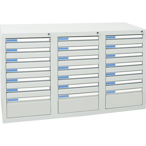 Stumpf Schubladenschrank Serie ESTA, 21 Schubladen lichtgrau (18x100, 3x200mm) (1/2)