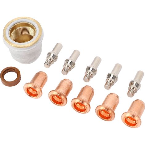 Lot de 12 pieces consommables plasma 52582 electrode 51313 buse P1.0 60432 capuchon protecteur 60028 anneau tourbillon pour PT 60 IPT 60 IPT 40 PT40 torche plasma (1/5)