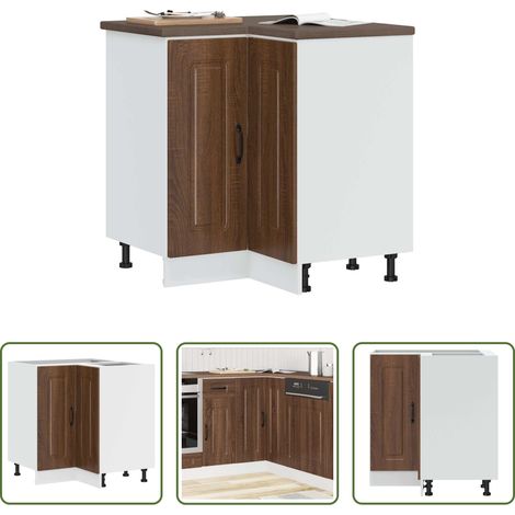 vidaXL Stauraum - Küchen-Eckunterschrank Kalmar Braun Eichen-Optik Holzwerkstoff (1/5)