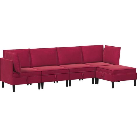 Ensemble de meubles pour le salon 5 pc Bordeaux Velours vidaXL