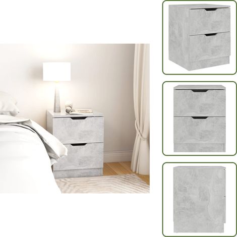 Nachttisch Betongrau 40x40x50 cm Spanplatte - Nachtisch - Wohnzimmer Dekoration - Betonoptik - Grau Möbel - Sideboard