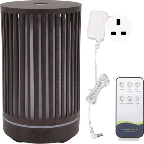 Diffuseur d'huiles essentielles silencieux 200ml, grain de bois, télécommande, lumière d'ambiance, prise UK 100-240V (1/5)
