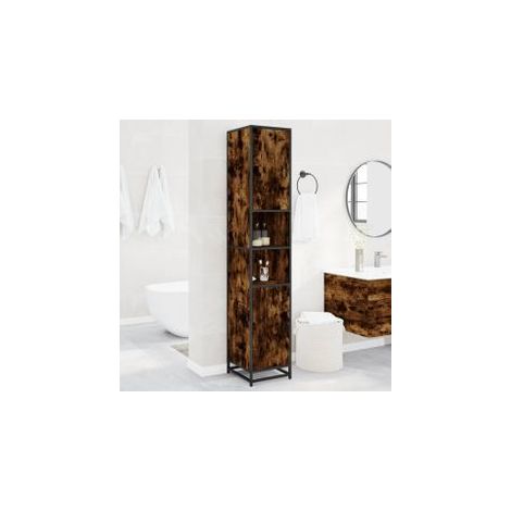 Armoire de salle de bain chêne fumé bois d'ingénierie et métal (1/5)