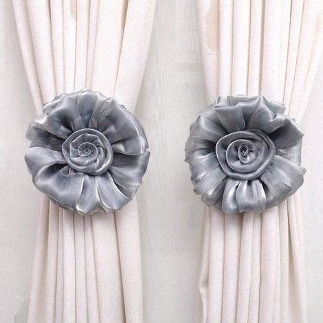 Embrasses à Rideaux - Non spécifié - Motif Gris - Finition de qualité supérieure - Lavable - Diamètre 16,5 cm (1/4)