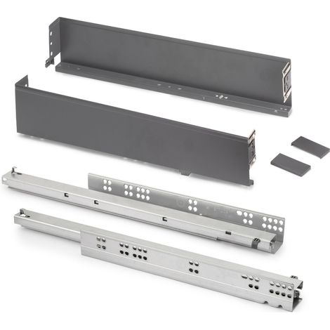 Emuca Cassetto esterno Simplex 25 kg, altezza 88 mm, profondità 490 mm, Acciaio, Grigio antracite (1/5)