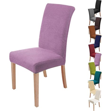 housses De Chaise 4pices(violet), Couverture De Chaise De Salle Manger Extensible Protection De Chaise Moderne Lavable Pour La Dcoration Fte Banq (1/5)