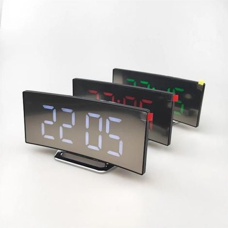 Réveil numérique avec coussin vibrant, alarme extra puissante pour sommeil profond, écran miroir LED et port USB (1/3)