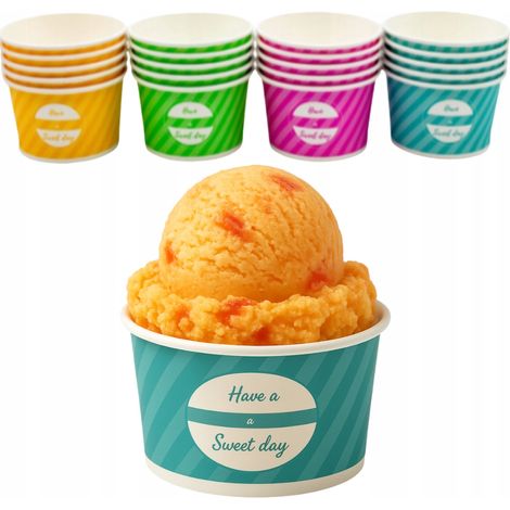 Bols en papier pour crème glacée 160 ml, 50 pièces, assortiment de couleurs sucrées, sans SUP (1/3)