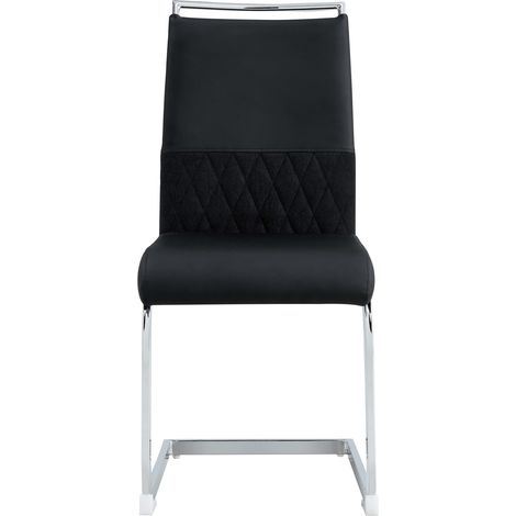 Set de 4 sillas de comedor negras en PU y lino con respaldo alto acolchado MODENUIT (1/5)
