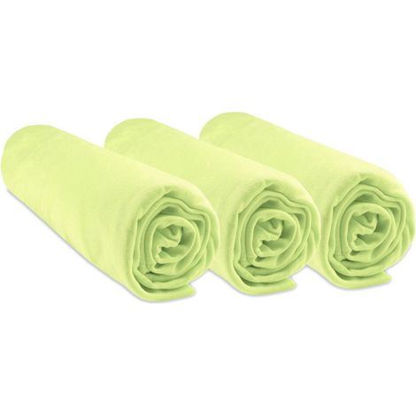 Lot de 3 Draps housse Bambou lit bébé - 70x140 cm - Anis (1/4)