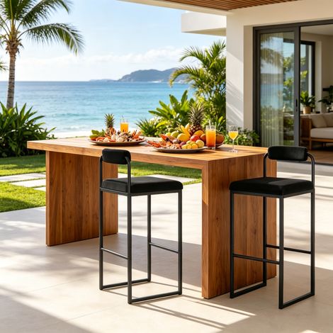Tabouret de Bar Moderne avec Dossier pour Cuisine, Lot de 2 Tabourets Hauteur Comptoir, Siège Ergonomique pour Îlot, Style Contemporain (1/5)