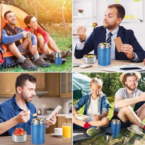 Boîtes Alimentaires Isothermes,750 ML Acier Inoxydable Thermos Alimentaires Bouillie Pour École,Bureau et Camping (Bleu) (1/4)