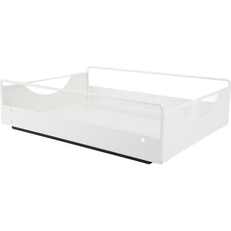 Organisateur de placard coulissant en acier au carbone, à ouverture et fermeture silencieuses, étagères de rangement pour salle de bain ou dressing, blanc, L 302 x 401 x 115 mm (1/5)