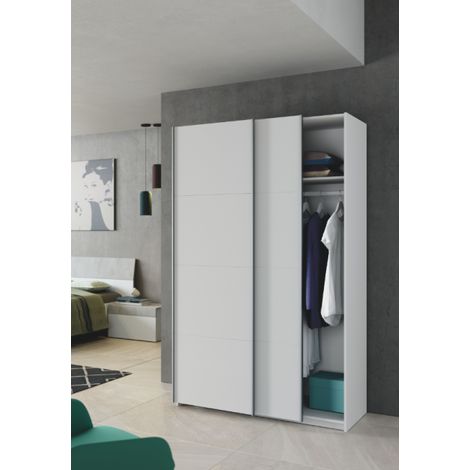 Abitare – Armoire penderie 120x60x200 cm avec 2 portes coulissantes blanc mat – Panneaux mélaminés – Pour espaces confinés - 120x60x200h