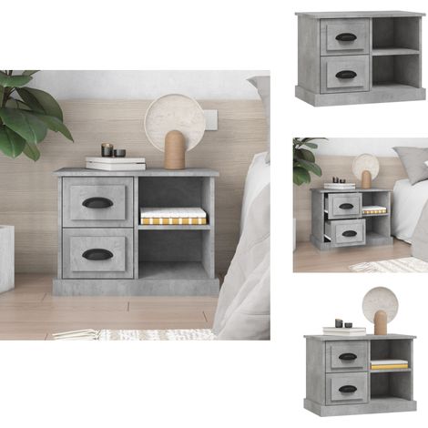 Nachttisch Betongrau 60x35,5x45 cm - Nachttisch - Beistelltisch - Wohnzimmermöbel - Grau - Holzmöbel (1/5)
