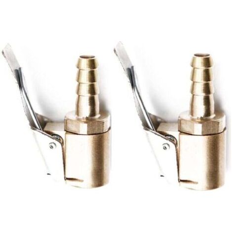 Adaptador de válvula de neumático de coche de 6 mm/8 mm, adaptador de conector de abrazadera de válvula de bomba de inflado de aire, boquilla de compresor neumático de latón (Pagoda, 6 mm, 2 unida (1/4)