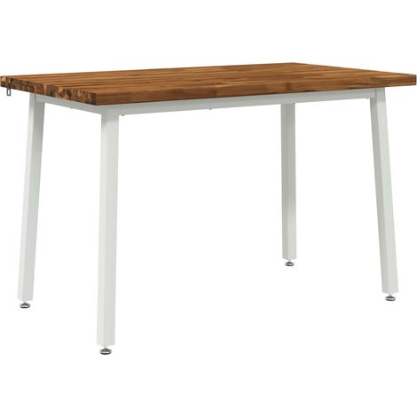 120 x 70 x 75 cm Madera de Acacia Sólida Natural y Blanco vidaXL