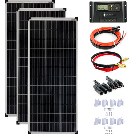 300 Watt 12V Solar Set 20A Laderegler gelb Montagewinkel Solaranlage Inselanlage Solarmodul 1200mm (1/5)