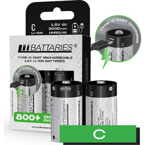 LiiBattaries Leistungsstarker Lithium-Ionen-Akku, USB-C, 2 Stück, 3000 mAh (1/5)