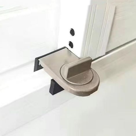 1 verrou de porte coulissante et fenêtre en alliage d'aluminium anti-pincement et anti-chute pour balcon, terrasse et fenêtres coulissantes, marron (1/5)
