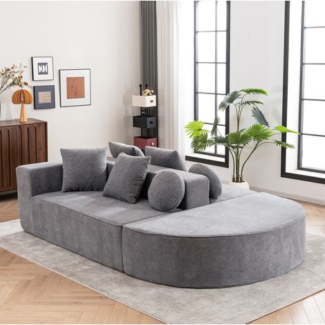 Canapé modulable gris en chenille avec structure en mousse, 263 x 171 x 66 cm, sans montage (1/5)