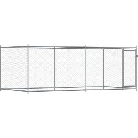 Gabbia per cani con porta 4 x 2 x 1,5 m acciaio zincato grigio 020041619