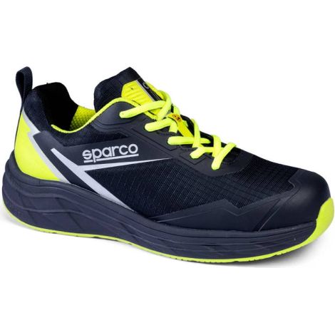 Chaussures de se'curite' Sparco George ESD S3S pointure 43 chaussures de se'curite' imperme'ables de type running avec embout renforce' Blu Marine/Giallo Fluo 43